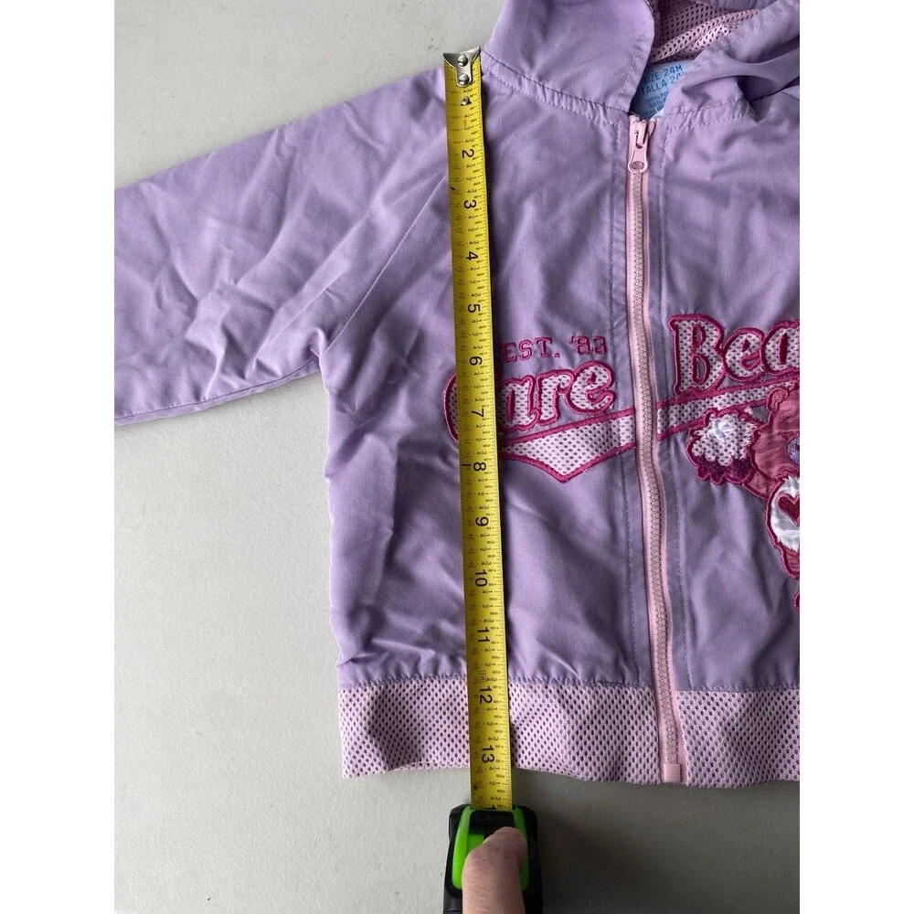 Vintage 2005 Care Bears Zipper Hoodie Jacket Size 24M Purple Mesh Lined Y2K